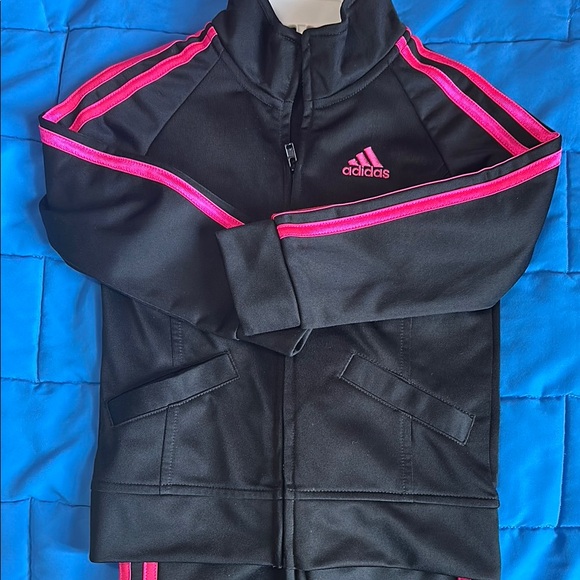 Adidas Kids Black and Pink Tracksuit - Picture 2 of 3